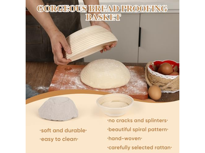 Grand panier banneton ovale avec farine de riz pour baguette