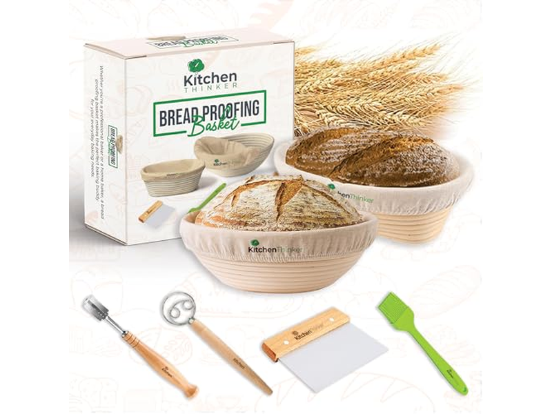 Panier de fermentation de pain montant pour boulangerie avec doublure en tissu alimentaire de 12 pouces
